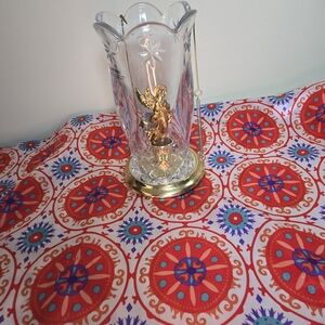 Elegant Glass Angel Figurine with Gold Accents